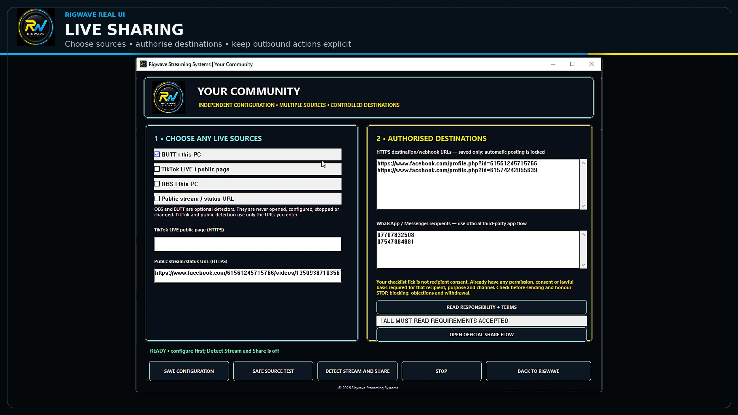 Live Sharing — real RigWave development interface