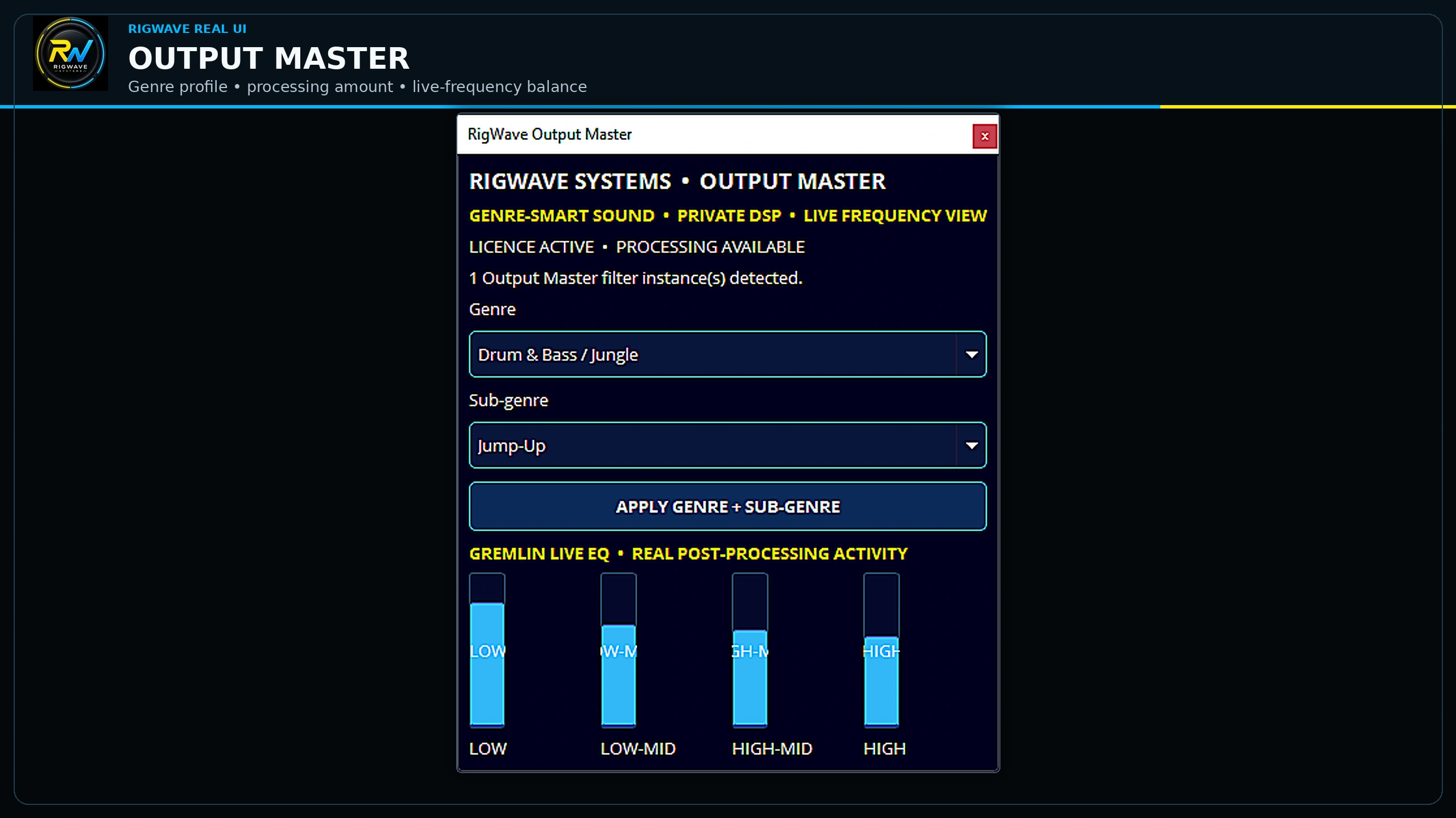 Output Master development interface