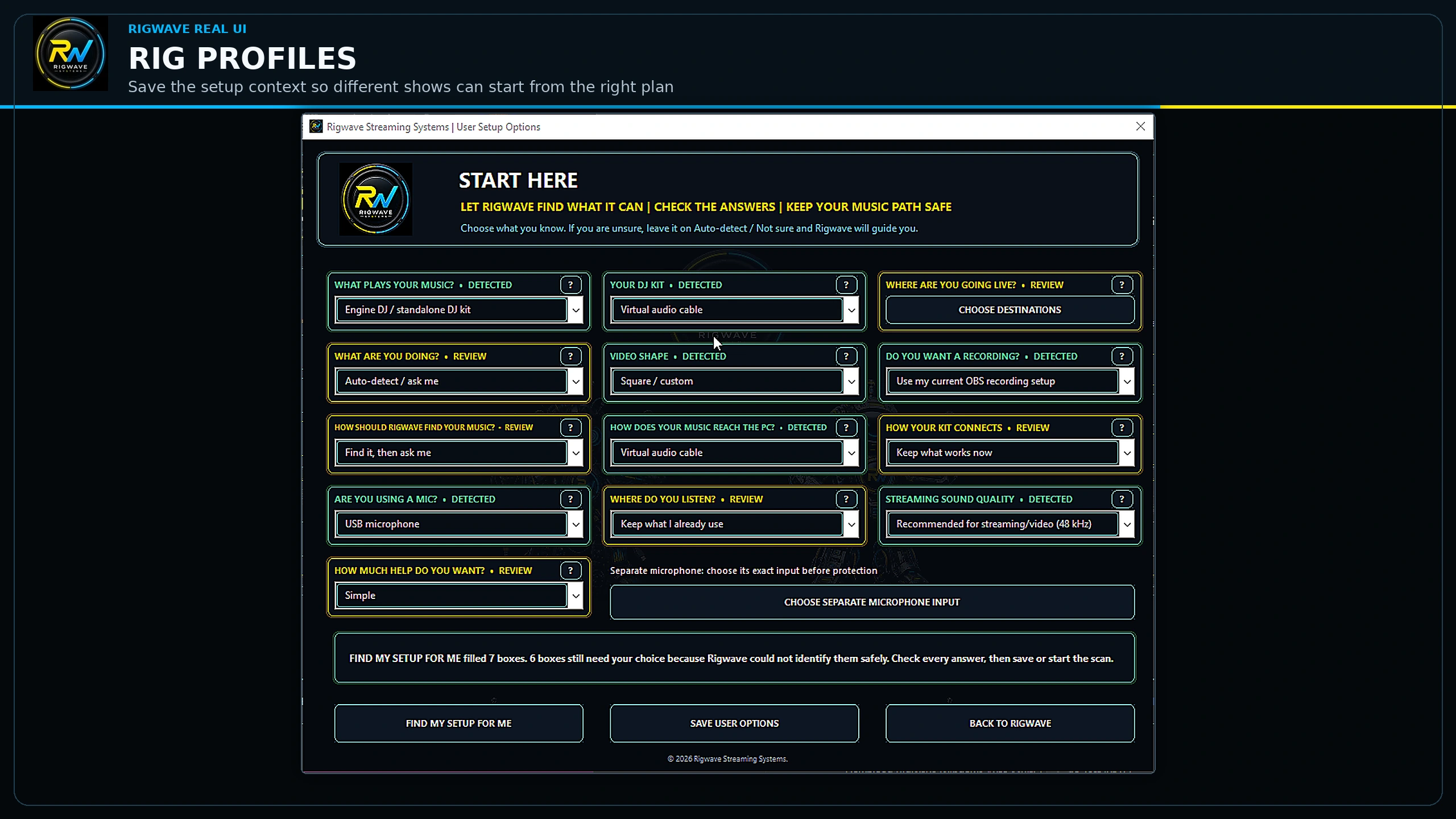 Rig Profiles — real RigWave development interface