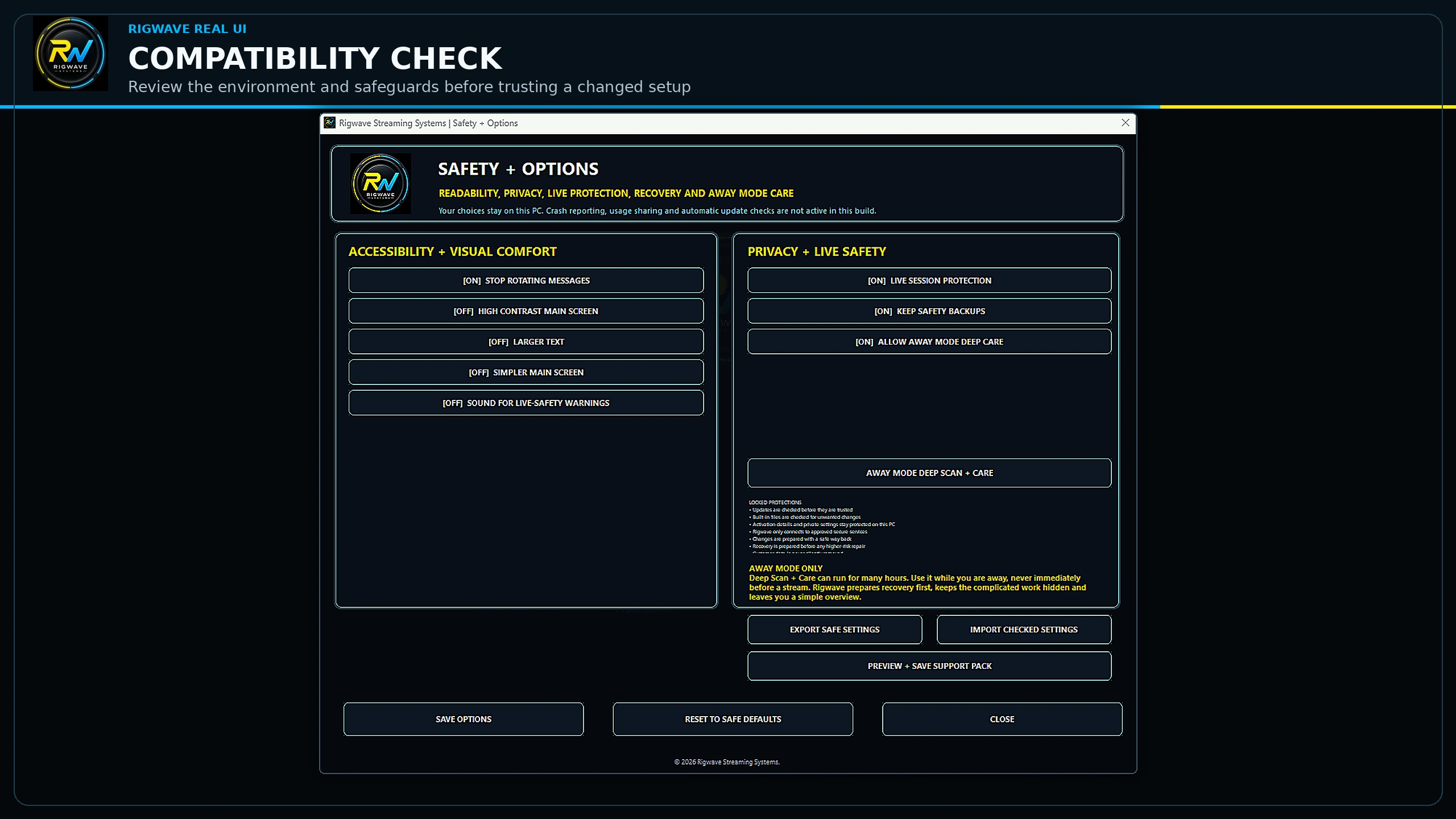 Compatibility Check — real RigWave development interface