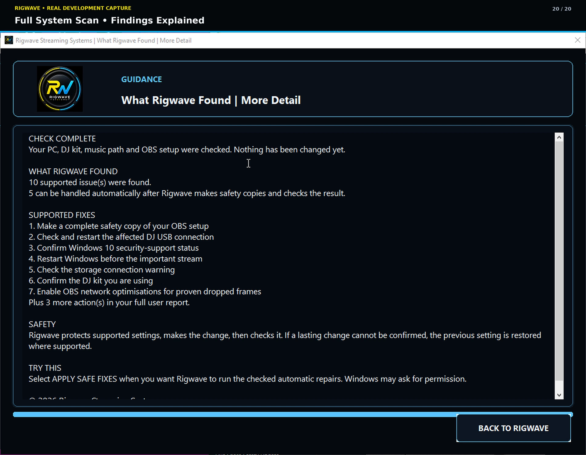Full System Scan findings screen