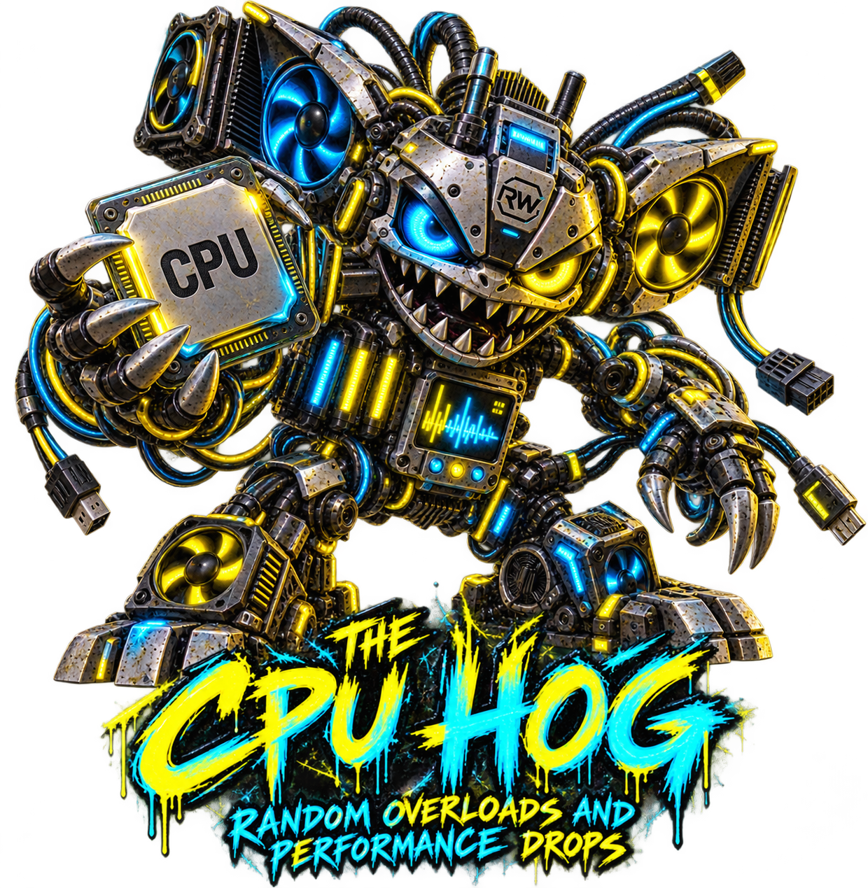 The CPU Hog, a mechanical RigWave character