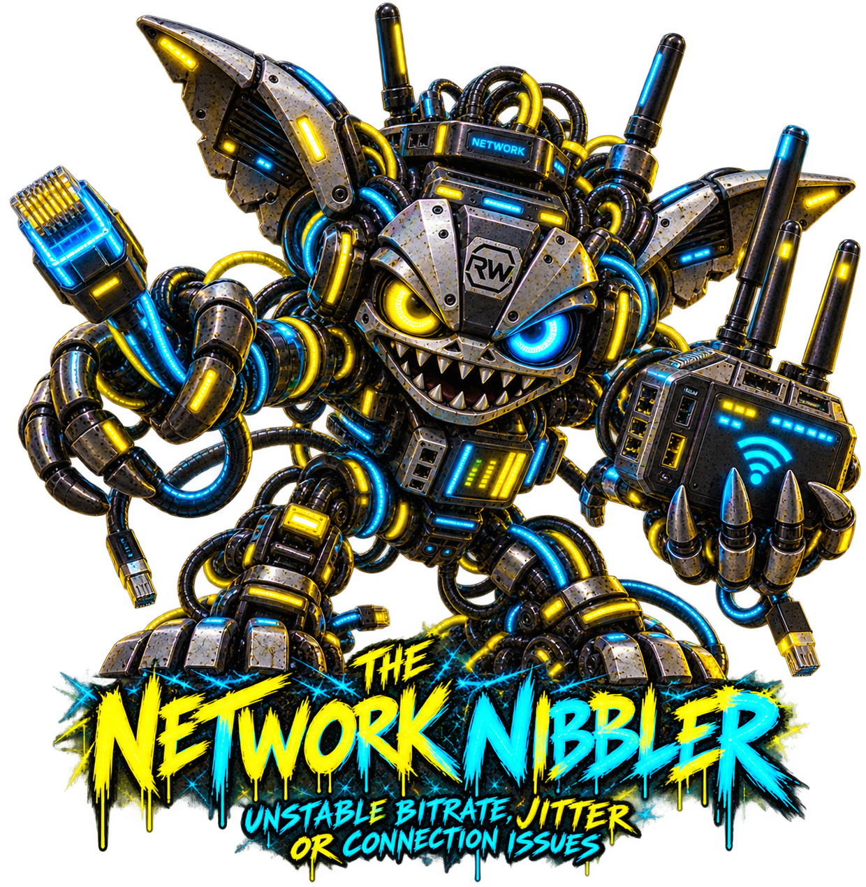The Network Nibbler, a mechanical RigWave character
