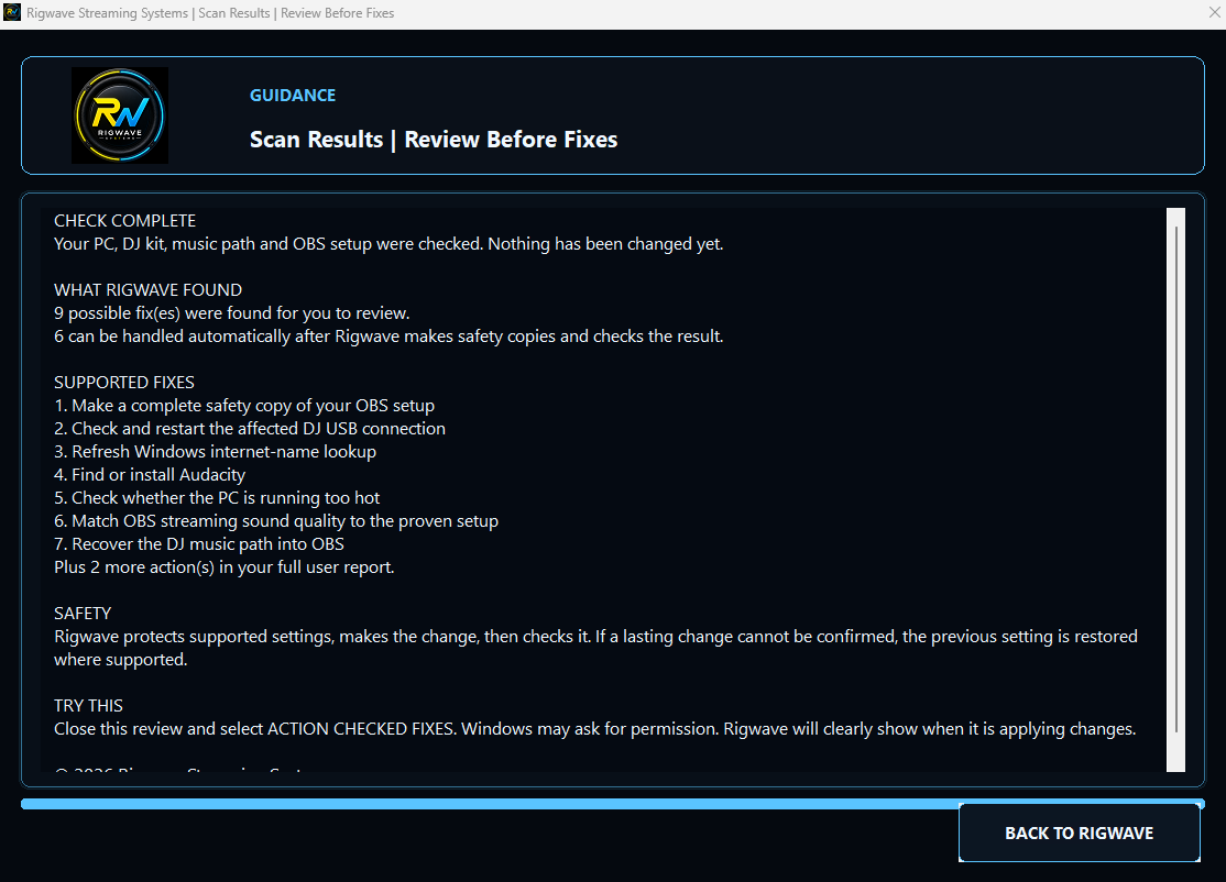 Full System Scan development screenshot